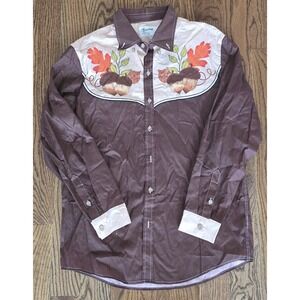 Boozelele Western Shirt Men M Acorns Button Down  Cowboy Style